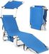 Chaise longue pliante sans marque avec auvent pivotant et poche latérale - Chaise longue réglable pour jardin et plage
