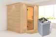 Karibu Mojave Sauna avec support de toit, porte en verre clair, poêle 9 kW avec commande intégrée