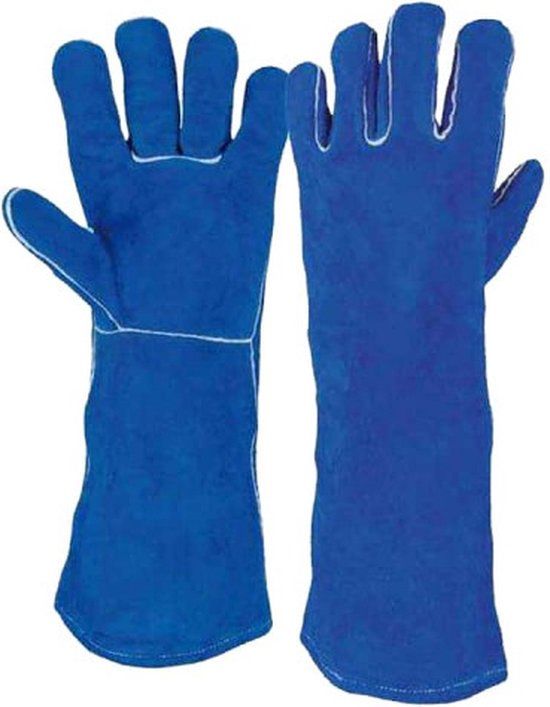 KS TOOLS Lashandschoenen - Leder - Lang - Maat M - Bleu - 985.7038
