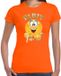 Bellatio Decorations Verkleed t-shirt voor dames - oranje - party time emoji - themafeest XS
