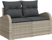 vidaXL 2-zits tuinbank met kussens lichtgrijs polyrattan 124 x 62 x 69 cm