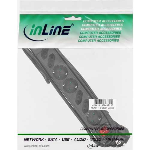 Inline 16481S stekkerdoos zwart 1,5m