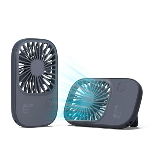 JISULIFE Draagbare mini-ventilator met 3 snelheden, ultradun, oplaadbaar via USB, voor meisjes, kinderen, vrouwen, mannen, reizen, blauw