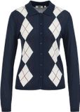 WE Fashion Dames fijngebreid vest met ruit - Donkerblauw - XXL