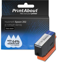PrintAbout Huismerk Epson 202 (C13T02F14010) Inktcartridge Foto-zwart