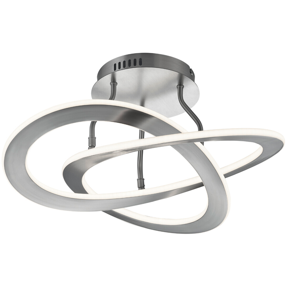 BES LED LED Plafondlamp - Plafondverlichting - Trion Oaky - 40W - Warm Wit 3000K - Rond - Mat Nikkel - Aluminium