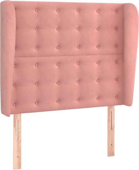 VidaXL Hoofdbord met randen 83x23x118/128 cm fluweel roze
