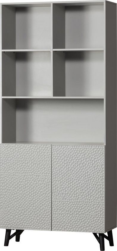 WOOOD Carved 2-Deurs Opbergkast - Hout - Mist - 200x90x37