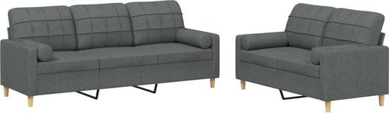 vidaXL 2-delige Loungeset met kussens stof donkergrijs