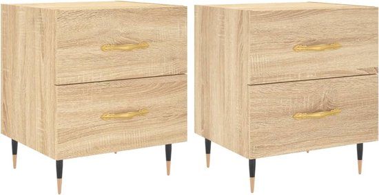 vidaXL Nachtkastjes 2 st 40x35x47,5 cm bewerkt hout sonoma eikenkleur