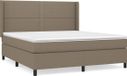 vidaXL Boxspring met matras stof taupe 180x200 cm