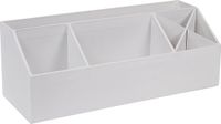 Bigso Box of Sweden Elisa Bureau-organizer met 4 vakken, opbergsysteem voor notities, paperclips, pennen enz. – sorteerdoos van vezelplaat en papier in linnenlook – wit
