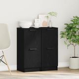 vidaXL Dressoir Zwart Eiken Bewerkt Hout 30 x 30 x 70 cm