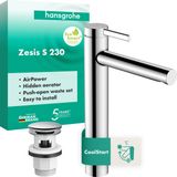 hansgrohe Zesis S Wastafelkraan met push-open waste, energiebesparend (CoolStart), chroom, 74732000