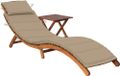 Acacia Lit de jardin avec table et coussin