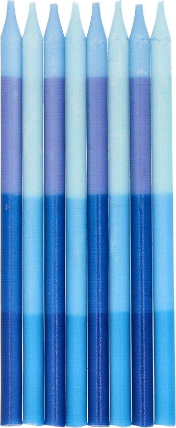 Folat - Kaarsjes Shades Of Blue 10 cm (24 stuks) - Blauw