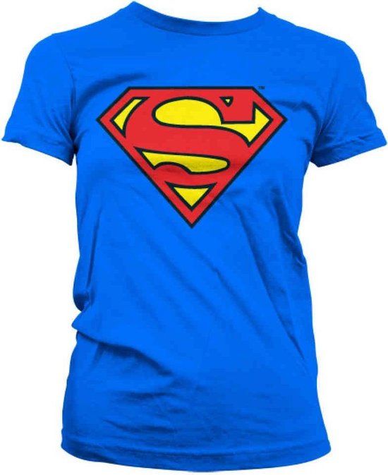 Superman Supergirl - Shield Dames T-shirt - blauw - XL