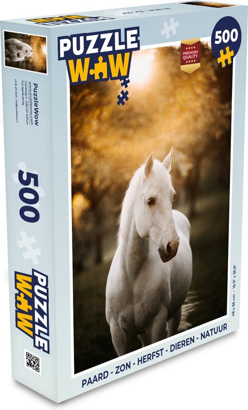 MuchoWow Puzzel Paard - Zon - Herfst - Dieren - Natuur - Legpuzzel - Puzzel 500 stukjes - Sinterklaas cadeautjes - Sinterklaas voor grote kinderen