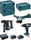 MAKITA Set MK309RTJ (DHR171 + DHP484 + DGA504 + 2 x 5,0 Ah accu's + DC18RC oplader + MAKPAC 2 + 2 x MAKPAC 3)