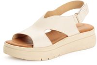 Tamaris Dames Plateau Sandalen Beige Leer Sleehak 38