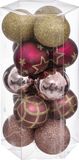 Atmosphera Kerstballen - 15x stuks - champagne/roze/wit/goud - 5 cm - kunststof - kerstversiering - onbreekbare kerstballen