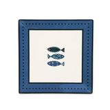 Excelsa Ocean, set van 6 keramische borden, 24 x 24 cm, decoratie vissen blauw, rechthoekig