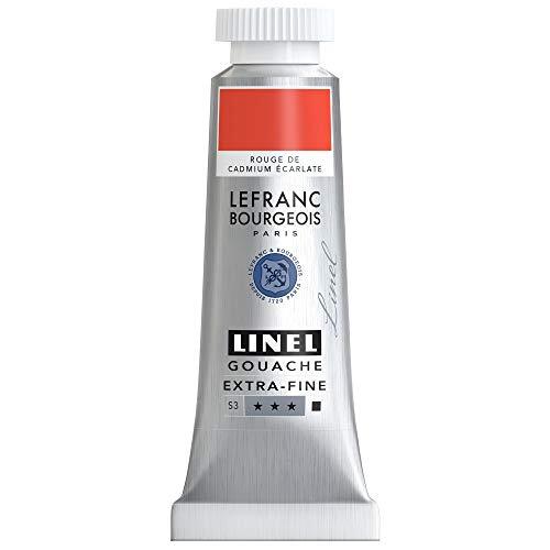 Lefranc & Bourgeois Lefranc Bourgeois 301169 Linel Gouache extra- fijne en gladde aquarelverf met maximale kleurintensiteit, helderheid voor streeploos aanbrengen, tube van 14 ml - Cadmium Red Scarlette