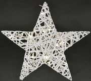 Lichtster van metaal met timer 30 cm - Warm witte led-decoratieve lamp - Werkt op batterijen - Winter- en kerstdecoratie - Sterverlichting - Sterlamp - Zilver