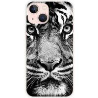 Apple iPhone 13 Mini Tigre blanc et noir bedrukt siliconen hoesje