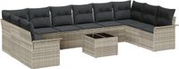 vidaXL Tuinbank Set Lichtgrijs Poly Rattan 11 Stuks