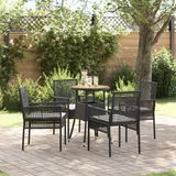 vidaXL Tuinset, 5-delig, zwart, polyrotan