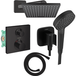 Hansgrohe Colonne de douche thermostatique Ecostat Square Pomme de douche vernis Flexible Isiflex Douchette vernis Blend Noir