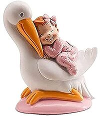 dekora - Decoratiefiguur doop meisjesooievaar met slapende baby - Meerkleurig (310111)