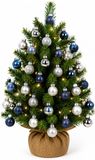 Mini kerstballen - 28x - argent et bleu foncé - 3 cm - plastique - incassable - décoration de Noël