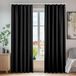 Deconovo Set van 2 ondoorzichtige thermische gordijnen met plooiband, 260 x 140 cm, zwart