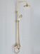 Ensemble de douche rétro - Ensemble de douche classique avec système coulissant - Pomme de douche de 20 cm - Douchette - Douche à l'italienne - Robinet mitigeur à deux poignées - Cartouche céramique - Laiton antique