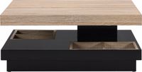 Vente-unique Fausto Salontafel met draaiplateau van MDF, zwart en naturel gelakt