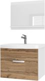 B BELINI GROUP BELINI Badkamermeubel Set PRI M1 - Badmeubelset 60 cm Goudbruin Mat met Wastafel en Spiegel - Wandmontage
