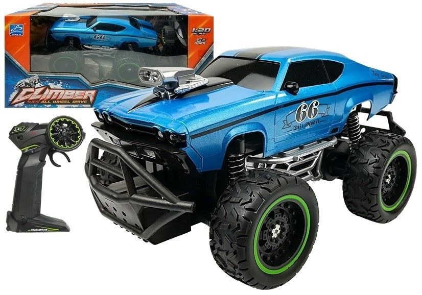 Viking Choice RC auto off-road blauw met verhoogde vering 2,4 GHz zender