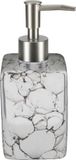 Item International Items Zeeppompje/dispenser - wit - marmerlook - 330 ml - navulbaar - keuken/toilet/badkamer