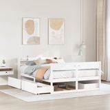 vidaXL Bedframe zonder matras massief grenenhout wit 140x190 cm