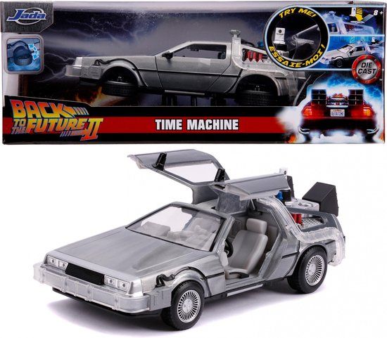 Jada Toys - Back to the Future 2 Time Machine 1:24 Die-cast Model Car - Grey/Black