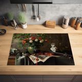 Merkloos KitchenYeah® Inductie beschermer 76x51.5 cm - Bloemen - Viool - Stilleven - Inductie kookplaat accessoire