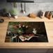 Merkloos KitchenYeah® Inductie beschermer 76x51.5 cm - Bloemen - Viool - Stilleven - Inductie kookplaat accessoire