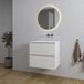 Saniclass Chaci Badkamermeubelset - 60x46x55cm - keramische wastafel wit - 1 wasbak - zonder kraangat - 2 lades - ronde spiegel met verlichting - mat wit
