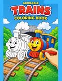 Train Coloring Book: Little Railway Friends: Cute and Fun Designs for Kids and Teens