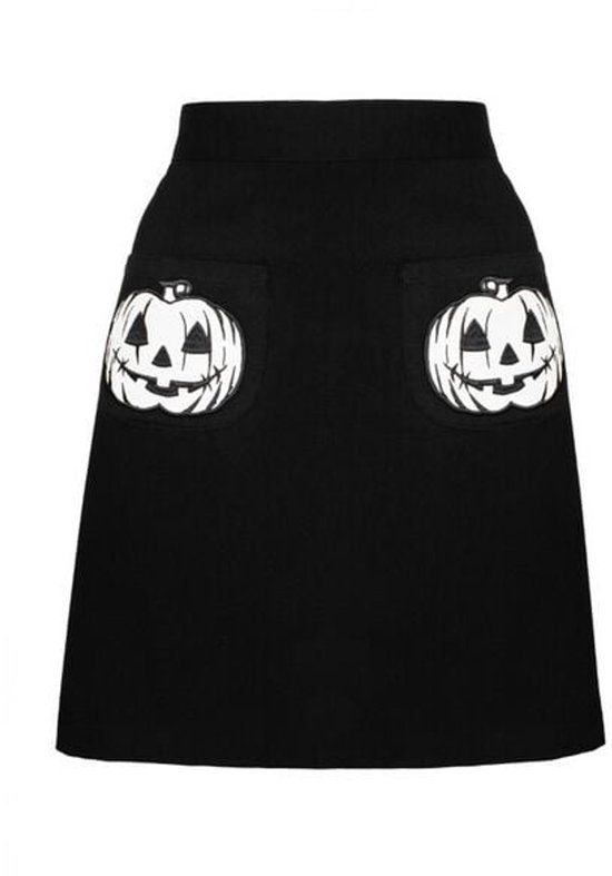 Hell Bunny Skelli Skirt Dames Minirok - zwart/wit - M