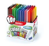 Fibracolor 100 kleuren - koffer 100 viltstiften conisch in 100 verschillende kleuren super wasbaar