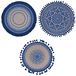 Villa d'Este Home Tivoli Placemat, rond, 38 cm, jute, blauw, 6 stuks