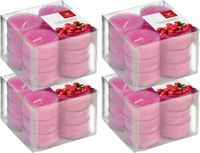 Trend Candles Geurtheelichtjes/Waxinelichtjes - 72x - Cranberry Geur - 4 Branduren - Transparante Cup